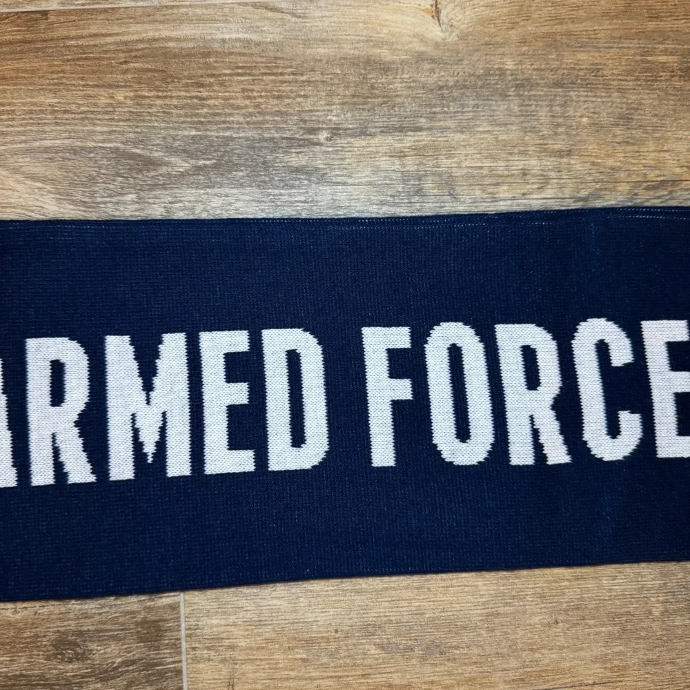 Armed Forces‎ Bowl Scarf Navy Blue Purple White Red Stripe Fringed